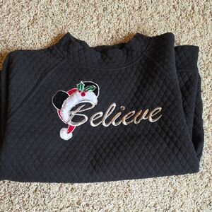 Disney Black Quilted Sweatshirt with Logo